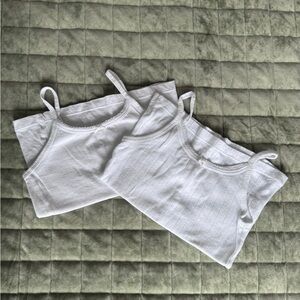 The Children's Place White Ribbed & Solid Camisole Tops